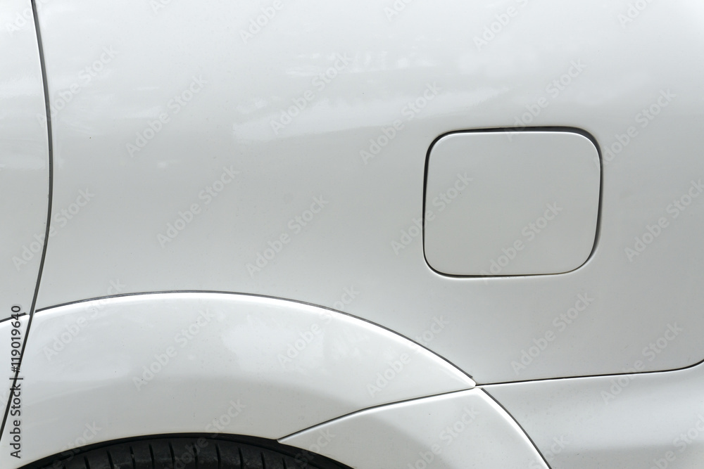 background line art on white car and fuel tank cover