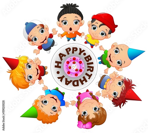 Happy kids celebrating birthday