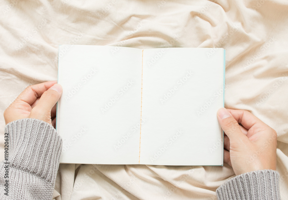 Opened blank no lined notebook Opened blank no lined notebook