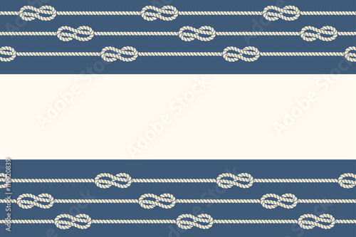 Marine ropes and knots borders frame