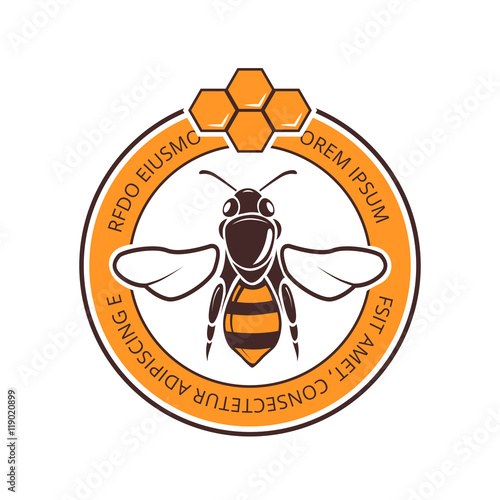 Retro beekeeper, honey, bee vector logo