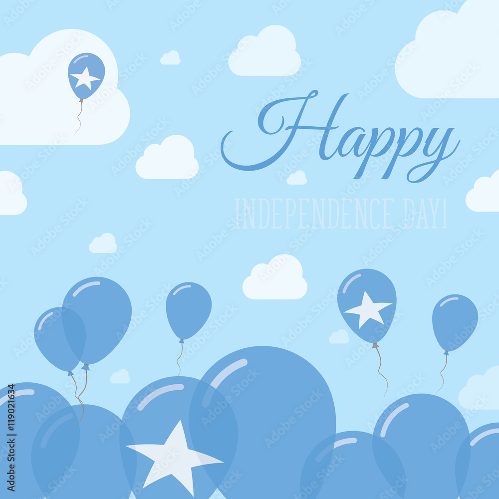 Somalia Independence Day Flat Patriotic Design. Somali Flag Balloons. Happy National Day Vector Card.
