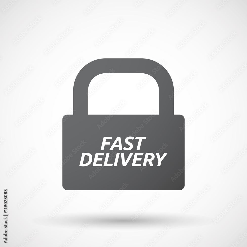 Isolated closed lock pad icon with the text FAST DELIVERY Isolated closed lock pad icon with the text FAST DELIVERY
