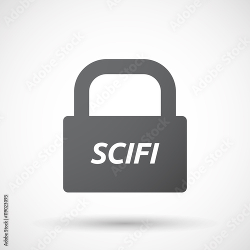 Isolated closed lock pad icon with the text SCIFI