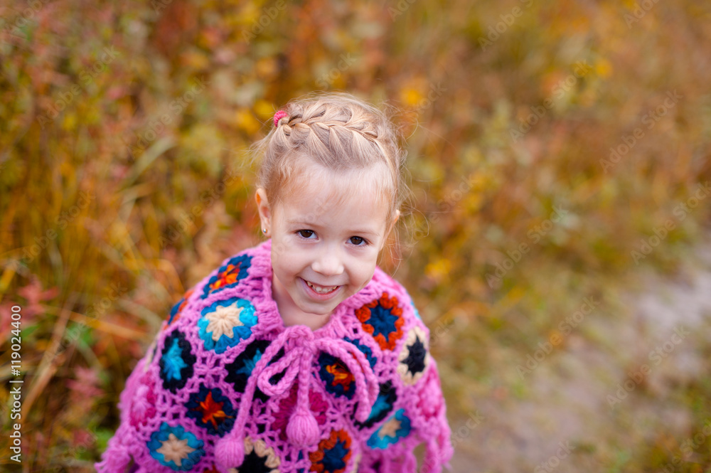girl smiling in the autumn field girl smiling in the autumn field