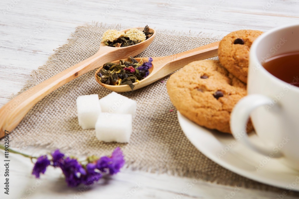 Herbal tea and cookies Herbal tea and cookies