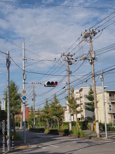 Many electric wires in the sky