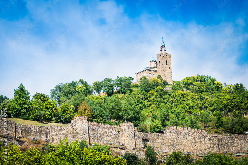 Tsarevets fortress and the Patriarchal church in Veliko Tarnovo, Bulgaria.