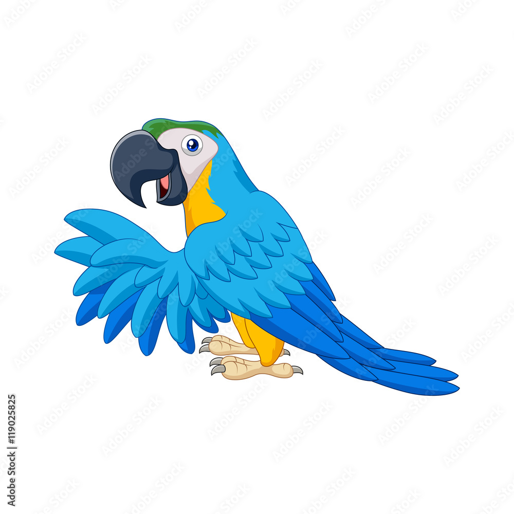 Obraz premium Cartoon blue parrot
