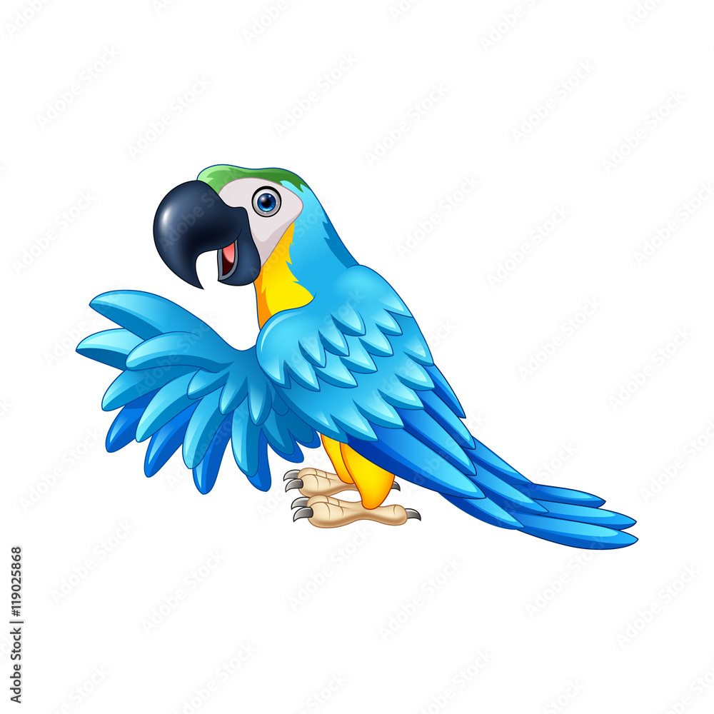 Naklejka premium Cartoon blue parrot