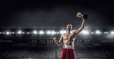 Boxer man celebrate victory . Mixed media