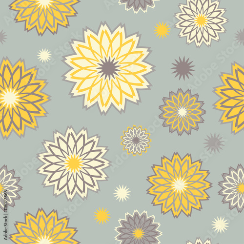 Ethnic boho seamless pattern with decorative flowers. Print. Cloth design, wallpaper.