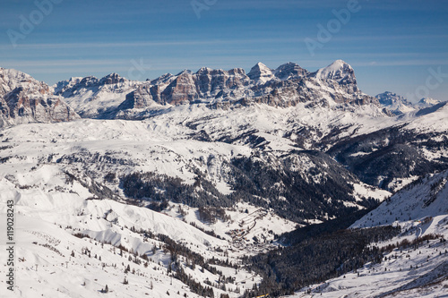 View of the Italian Dolomites in winter