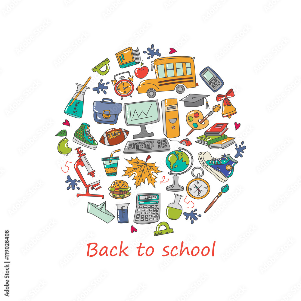 Banner doodle icons School Banner doodle icons School