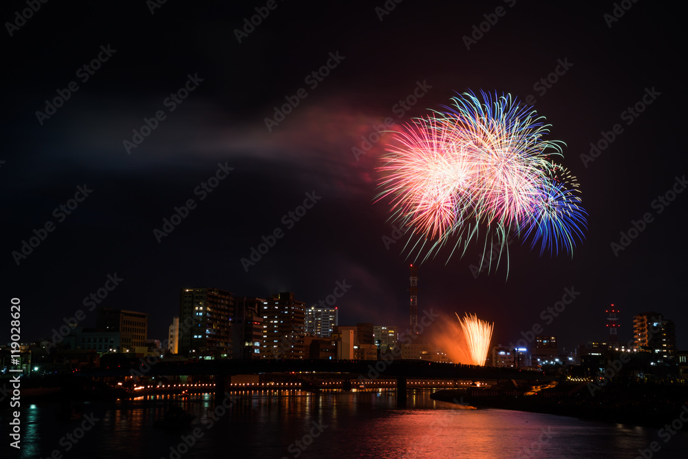 Kano River fireworks display / Numazu summer festival Kano River fireworks display / Numazu summer festival