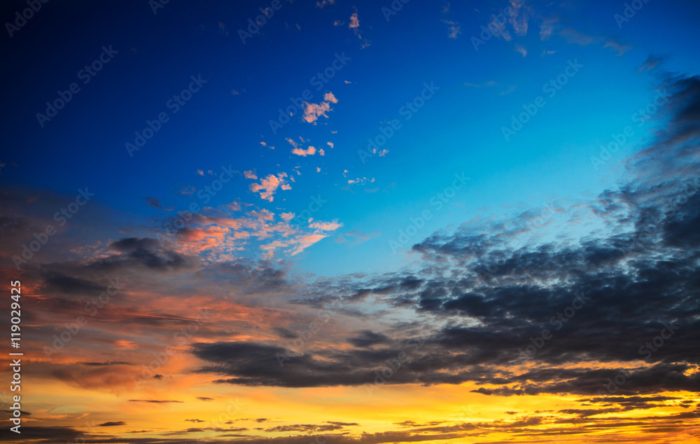 Fototapeta premium sunset with beautiful blue sky