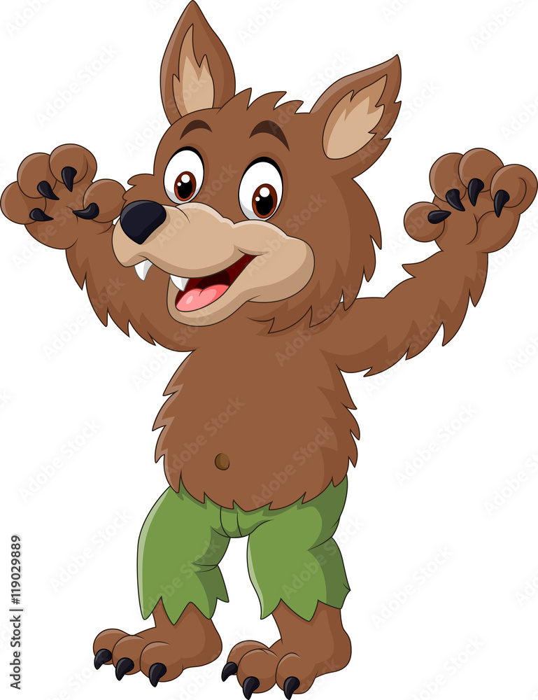 Fototapeta premium Cartoon funny werewolf character