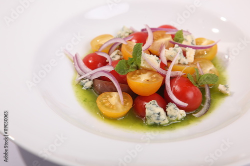 tomato salad and Dor blue cheese