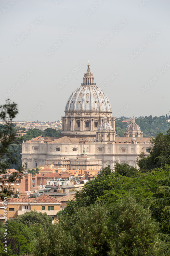 A view of St. Peter's Basilica taken from the Janiculum Hill. Rome - Italy