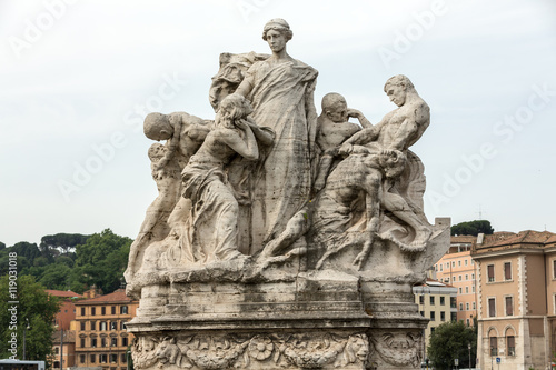 Sculpture at Vittorio Emanuele II Bridge  Rome  Italy.