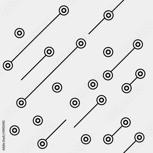 Black and white geometric minimal pattern microchip, rounds or dots with diagonal lines photo