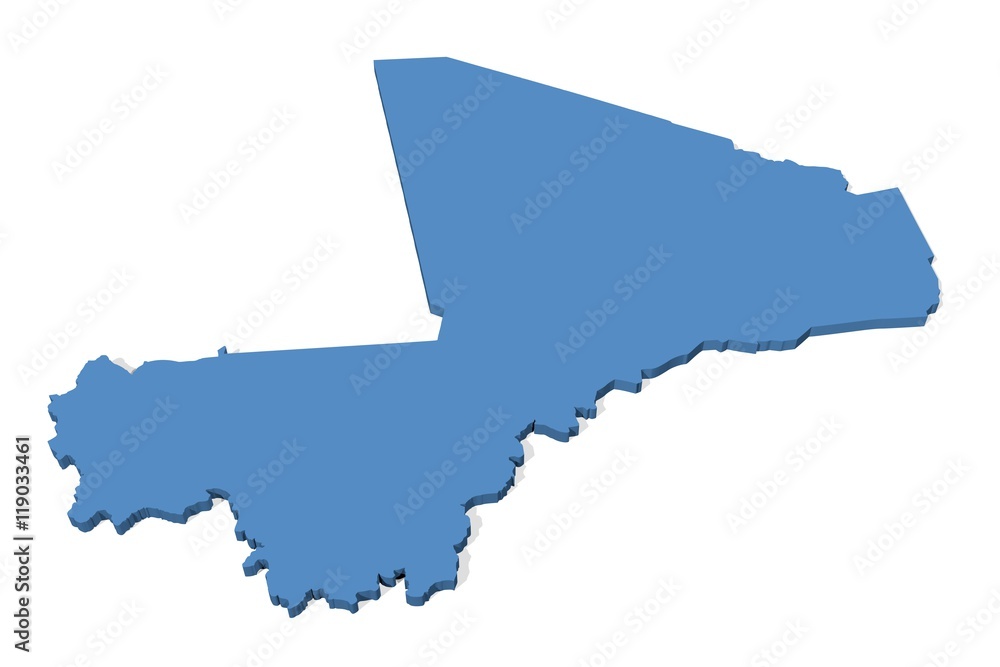 Naklejka premium 3D map of Mali on a plain background