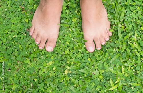 Barefoot on Green Grass, Relaxation and Comfortable step