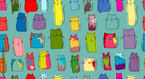 Funny cats family, seamless pattern for your design