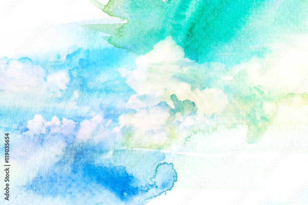 Watercolor illustration of sky with cloud. Watercolor illustration of sky with cloud.