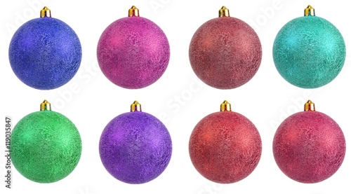 collection of colored christmas ornament . Isolated over white.
