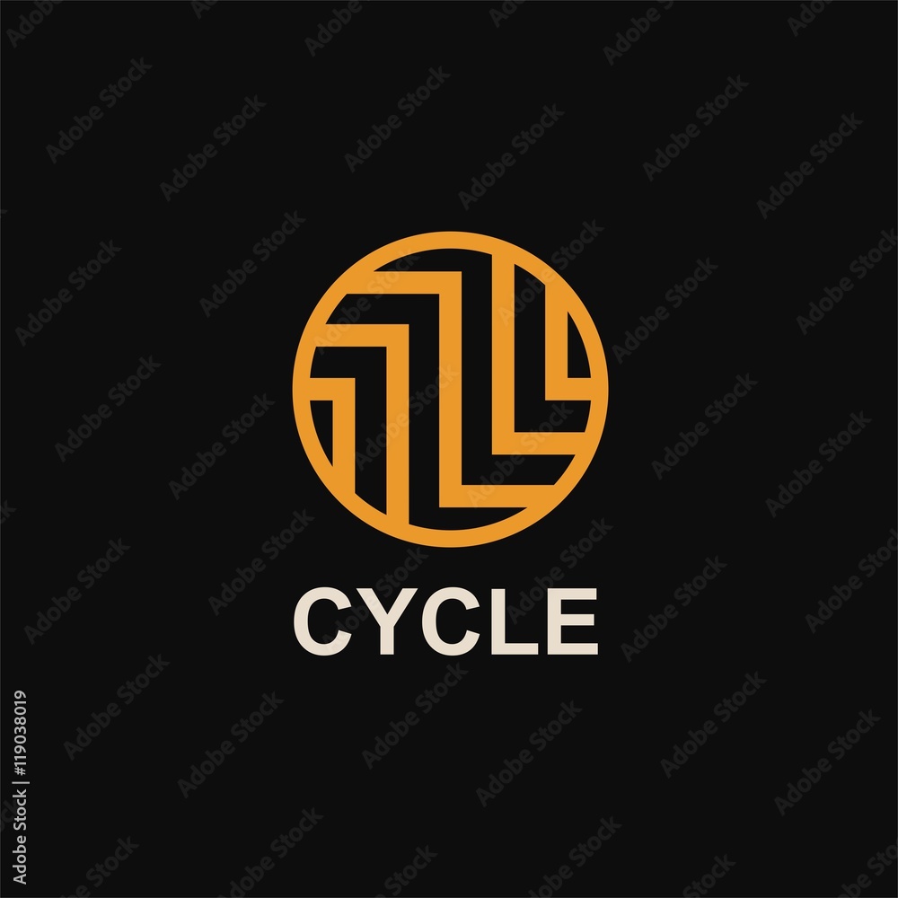 Modern template monogram, emblem, logo. Circle of stripes and arrows symbolizing the development, cyclicity, stability. Modern template monogram, emblem, logo. Circle of stripes and arrows symbolizing the development, cyclicity, stability.