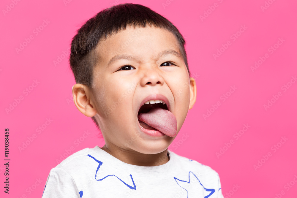 Excited little by showing his tongue Excited little by showing his tongue