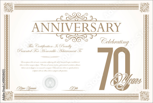 Anniversary retro vintage background vector 70 years