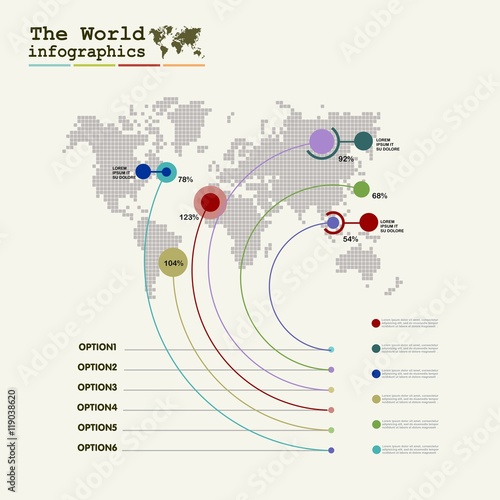 World map infographic template.