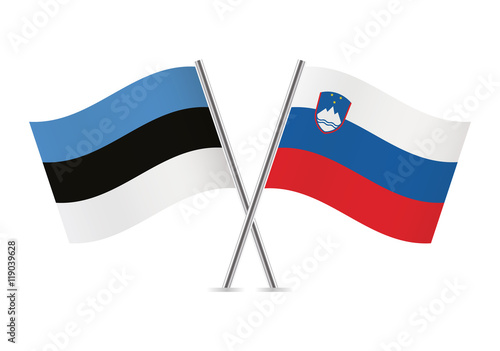 Estonian and Slovenian flags. Vector illustration.