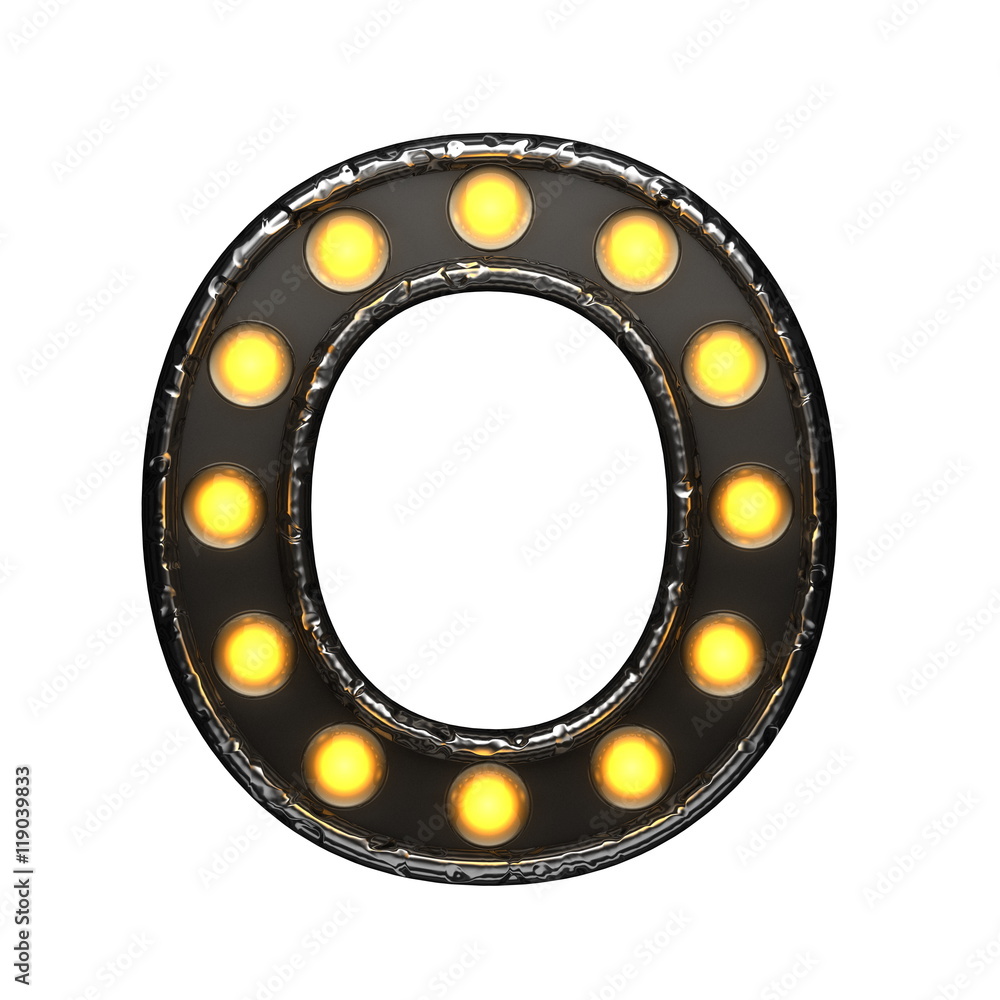 Naklejka premium o metal letter with lights. 3D illustration