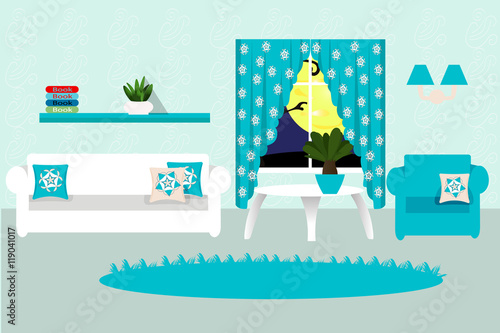 The interior of the living room. Furniture for interior vector illustration