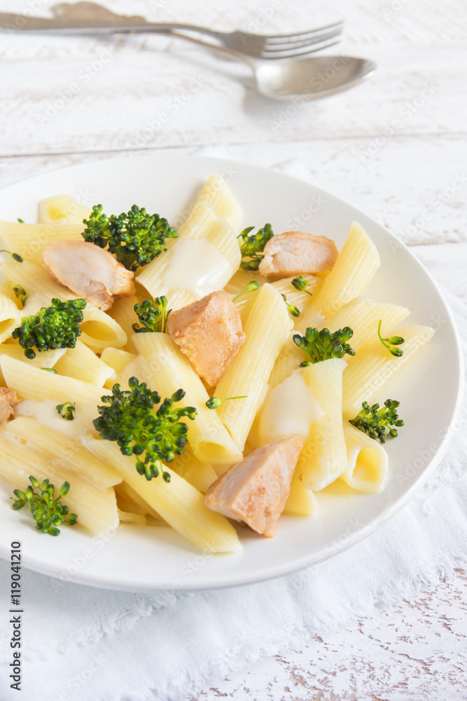 pasta penne with chicken, broccoli pasta penne with chicken, broccoli