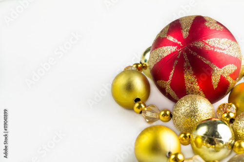 glass and Christmas ornaments