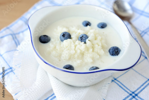 Rice porridge with milk for baby