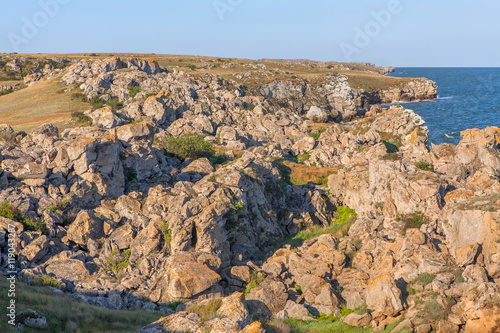 big rocks on the coastline