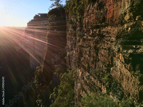 Stream of Sun Rays on the Rocky Mountain photo