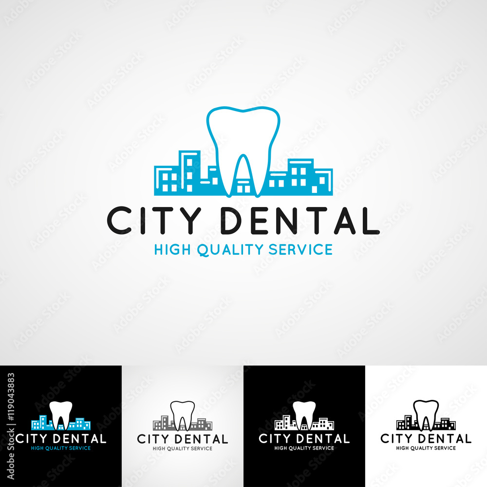 Dental logo template. Teethcare icon set. dentist clinic insignia, doctor practice sign, orthodontist illustration concept for stationary, tooth branding t-shirts picture, business card graphic