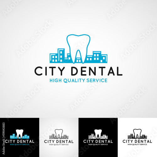 Dental logo template. Teethcare icon set. dentist clinic insignia, doctor practice sign, orthodontist illustration concept for stationary, tooth branding t-shirts picture, business card graphic © Gmorv