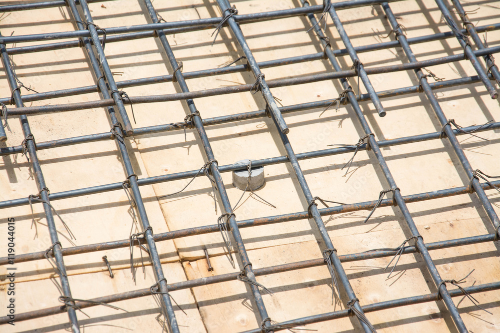 wire mesh steel on floor at construction site 