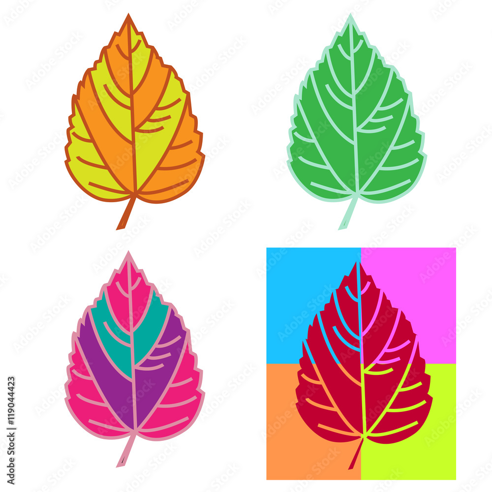 Obraz premium Multicolor leaves set on a white background. Vector illustration.