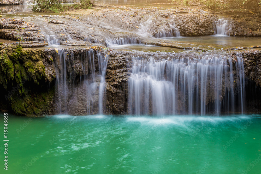 Fototapeta premium Erawan waterfall in Kanchanaburi , Thailand .