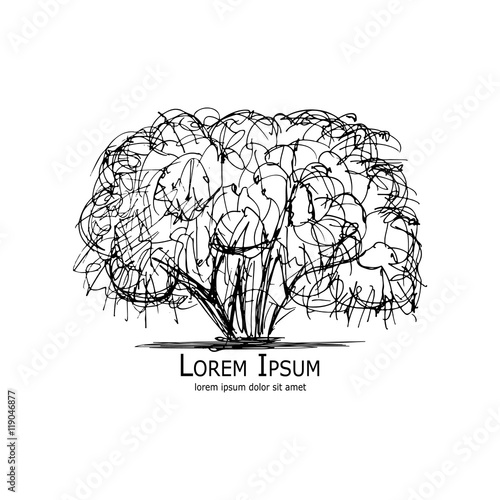 Art tree, hand drawn sketch for your design