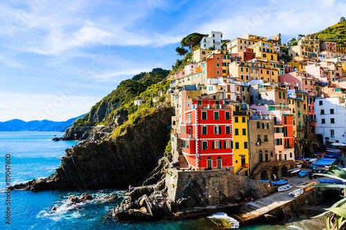 Riomaggiore village cinque terre Italy photo