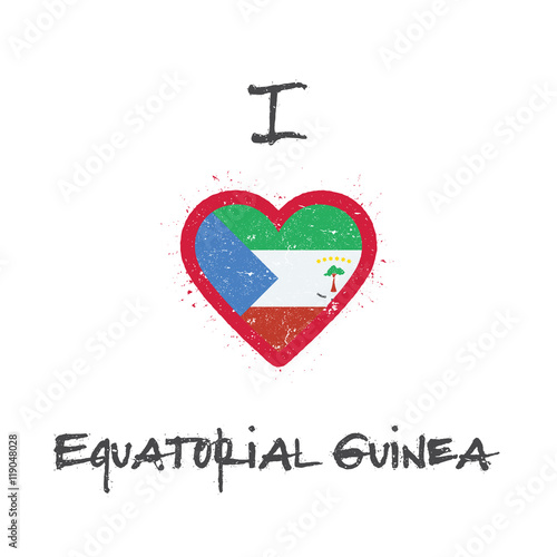 Equatorial Guinea flag in a heart. T-shirt design.